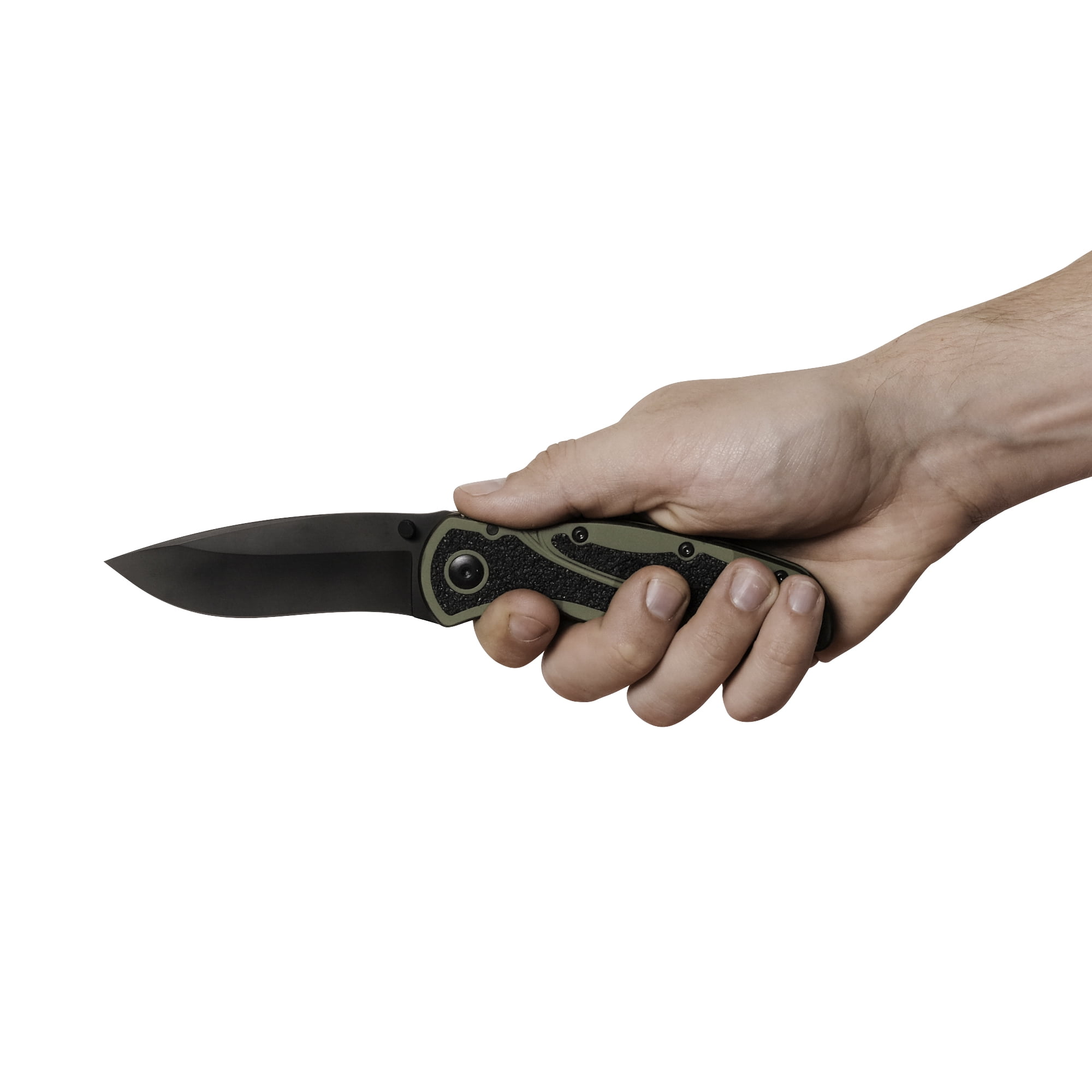 Kershaw Blur Olive and Black Pocket Knife, 3.4" Blade with Assisted Opening