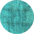 thumbnail image 1 of Ahgly Company Indoor Round Oriental Turquoise Blue Industrial Area Rugs, 8' Round, 1 of 4