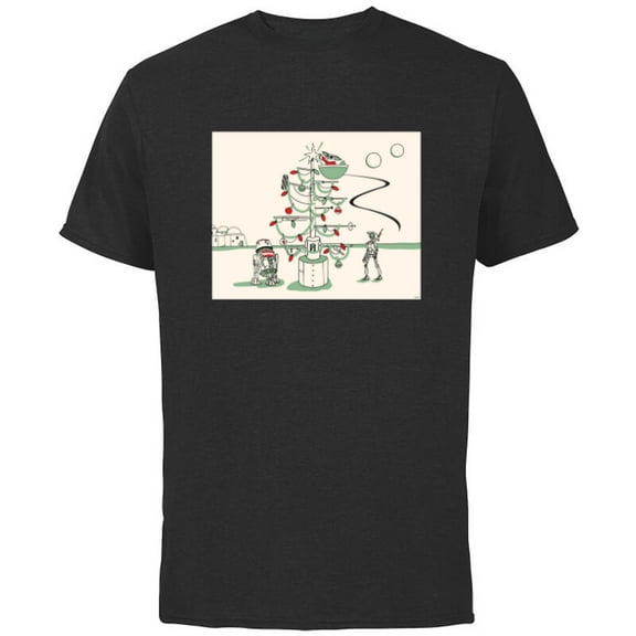 Star Wars Grogu R5-D4 Droid Holiday Tatooine Christmas Tree - Short Sleeve Cotton T-Shirt for Adults - Customized-Black