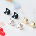 thumbnail image 3 of Yesbay Women's Cat Head Design Ear Studs Earrings Piercing Jewelry Charm-Gold, 3 of 7