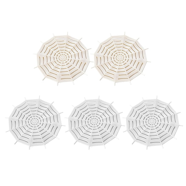 5 filtros de desagüe para fregadero con forma de telaraña, antibloqueo, para cocina y baño (3 grises, 2 beige)