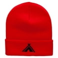thumbnail image 5 of Tent Campfire Embroidered 12 Inch Long Knitted Beanie - Red OSFM, 5 of 5