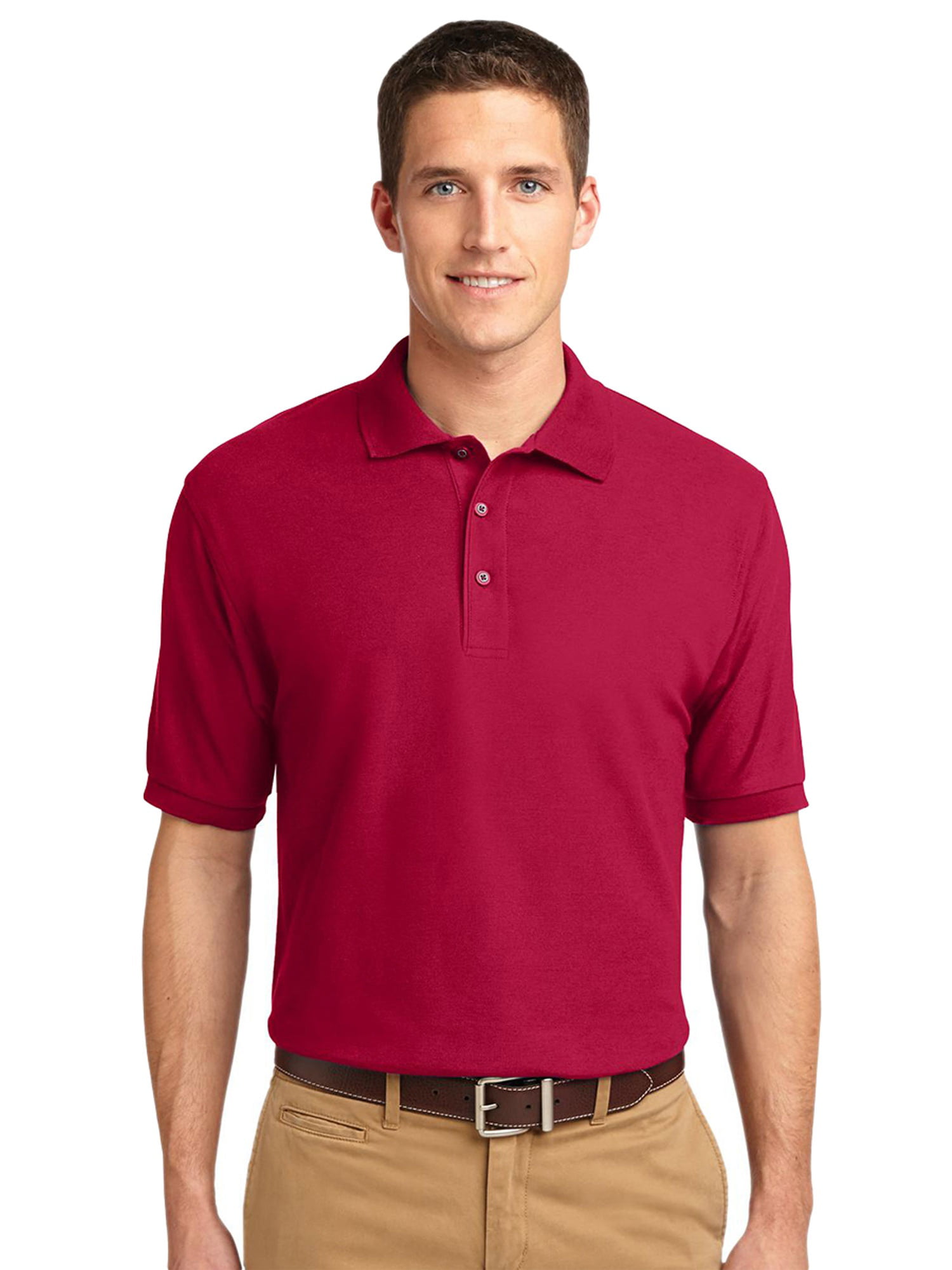Port Authority Men's Flat Knit Collar Polo Shirt - Walmart.com ...