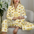 thumbnail image 6 of Pofeuu Cute Yellow Duck Print Womens Pajamas Set Long Sleeve Sleepwear Button Down Nightwear Soft Pj Lounge Sets Button Down Pajamas Women-X-Large, 6 of 7