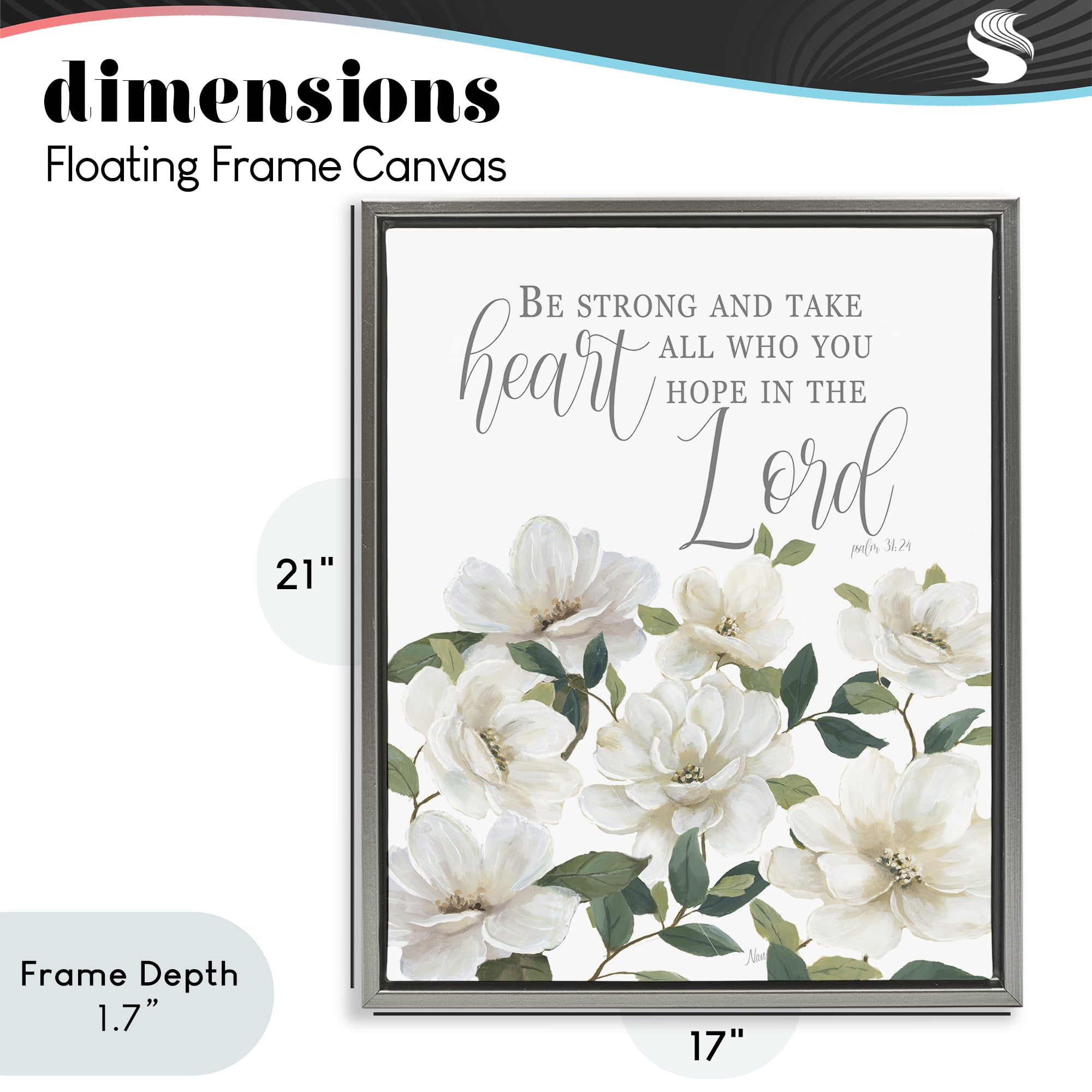 Stupell Industries Be Strong And Take Heart Gray Framed Floater Canvas Wall Art, design by Nan