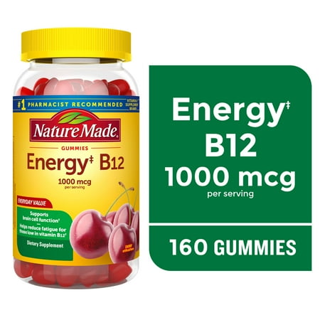 Nature Made Energy B12 1000 mcg Gummies, Dietary Supplement, 160 Count