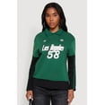 thumbnail image 2 of Womens Varsity Stripe Foil Screen Graphic Layered Look Sweater, 2 of 5