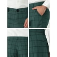 thumbnail image 6 of INSPIRE CHIC Men's Plaid Slim Fit Flat Front Dress Pants with Pockets 34 Dark Green, 6 of 7