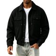 thumbnail image 2 of Stralyhd Corduroy Jackets for Men Button Front Long Sleeve Lightweight Shacket Relaxed Fit Fall Outwear Black 2XL, 2 of 8