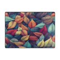 thumbnail image 5 of Yayeee Area Rugs for Living Room 5.2'x4' Non Slip Washable Bedroom Floor Carpet, Blue Vibrant Leaves Pattern, 5 of 5