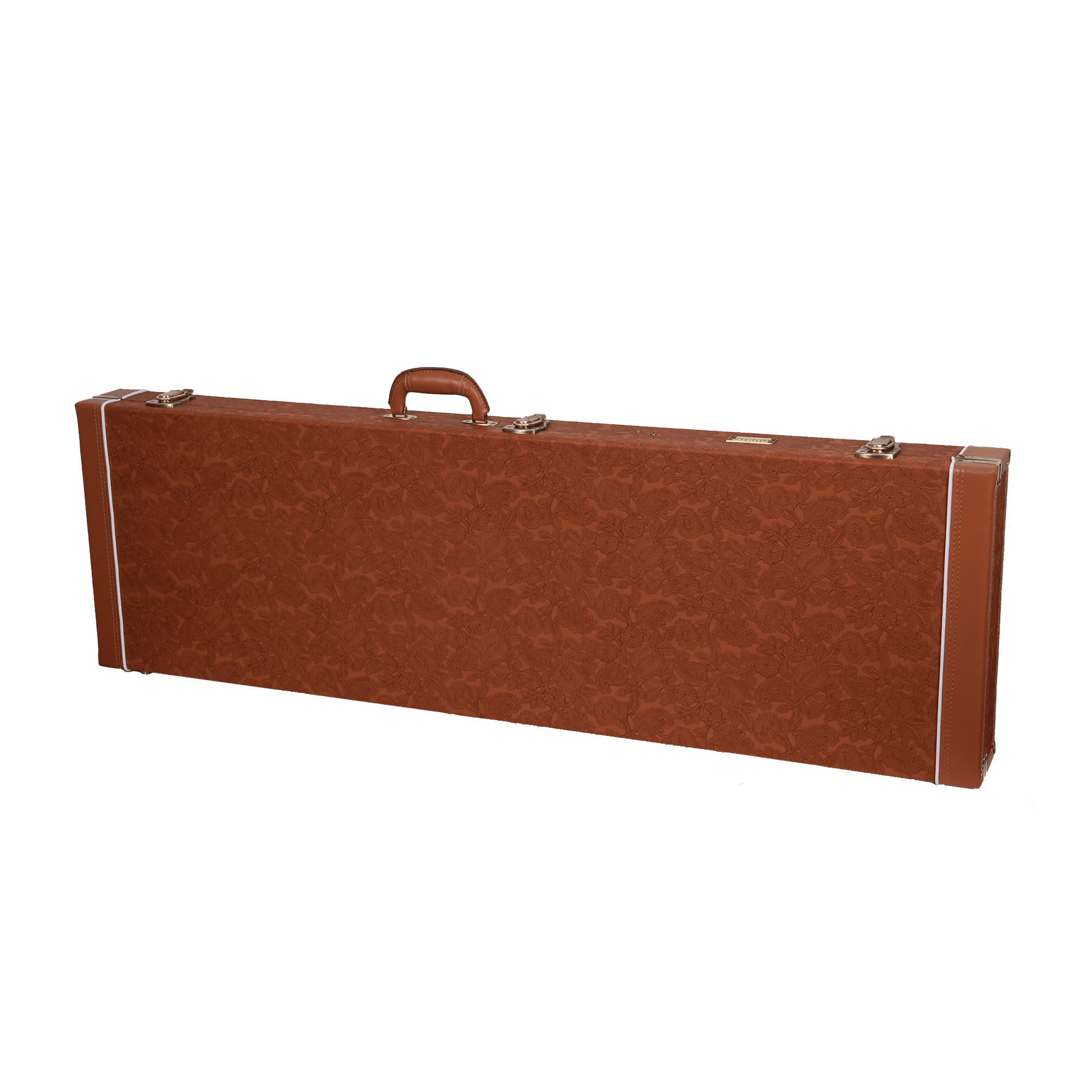 Crossrock Relief Series - Premium Wooden Case for Electric Bass Guitars, featuring a Highly Textured Surface and Mink Imitation Fleece Interior - Red Wood
