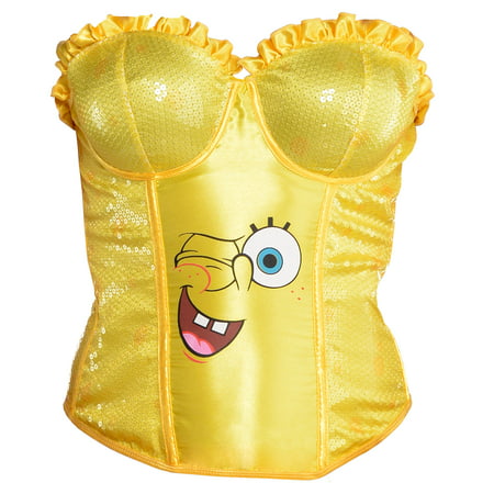 Amscan SpongeBob Sequin Halloween Costume Corset for Women, Medium/Large,