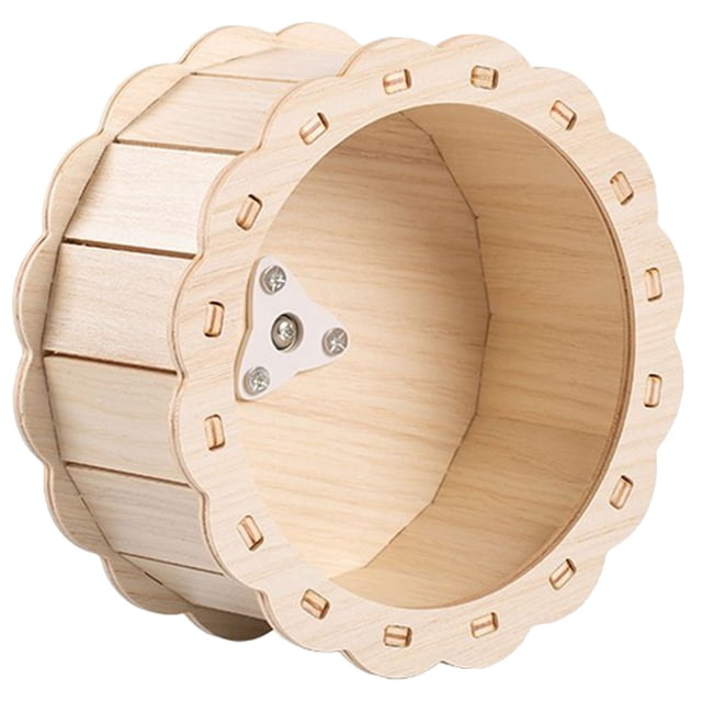 Miangastore Wooden Running Wheel Plaything for Small Pet Hamster Running Wheel Toy