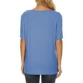 thumbnail image 3 of HUBERY Women Round Neck Hollow Out Spliced Short Sleeve Solid Color Blouse, 3 of 3