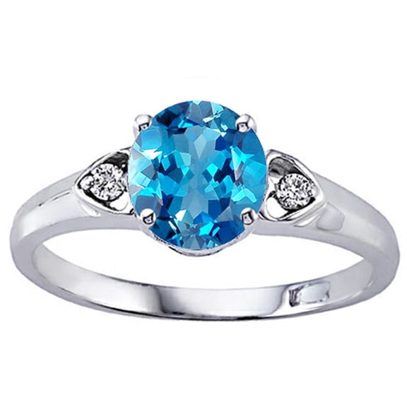Tommaso Design� Round 7mm Genuine Blue Topaz Engagement Ring