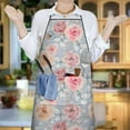 thumbnail image 4 of Pioneer Flower Floral Print Pattern Apron-Garden Aprons for Women with Pockets-Cotton Linen Waterproof Kitchen Cooking Gardening Aprons Adjustable for Kitchen,Cooking,BBQ and Salon 33x27 Inch, 4 of 5