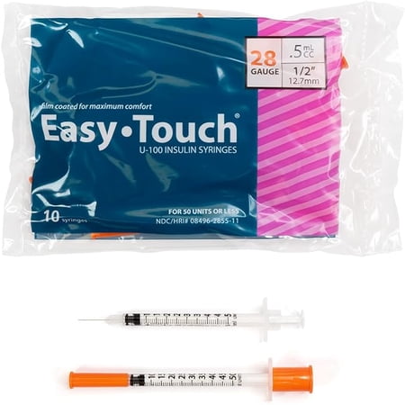 EASY TOUCH SYR, 28G .5c 1/2-Inch, Bag of 10, 828555-10