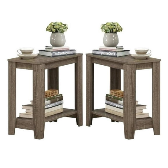 Home Square Accent Side Table in Dark Taupe Finish - Set of 2