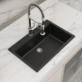 thumbnail image 4 of 33x22 Inch Black Quartz Composite Workstation Kitchen Sink Drop-in Top-Mount Single Bowl Sink with 2 Faucet Holes, 4 of 8