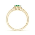 thumbnail image 2 of Angara Natural 0.4 Ct. Emerald with Diamond Side Stones Ring in 14K Yellow Gold for Women (Ring Size: 11.5), 2 of 10