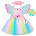thumbnail image 2 of Disfraz de hada para niñas, vestido de tutú con flores pastel y alas de mariposa, vestido de princesa de hadas del bosque para Halloween y cumpleaños, 2 of 5