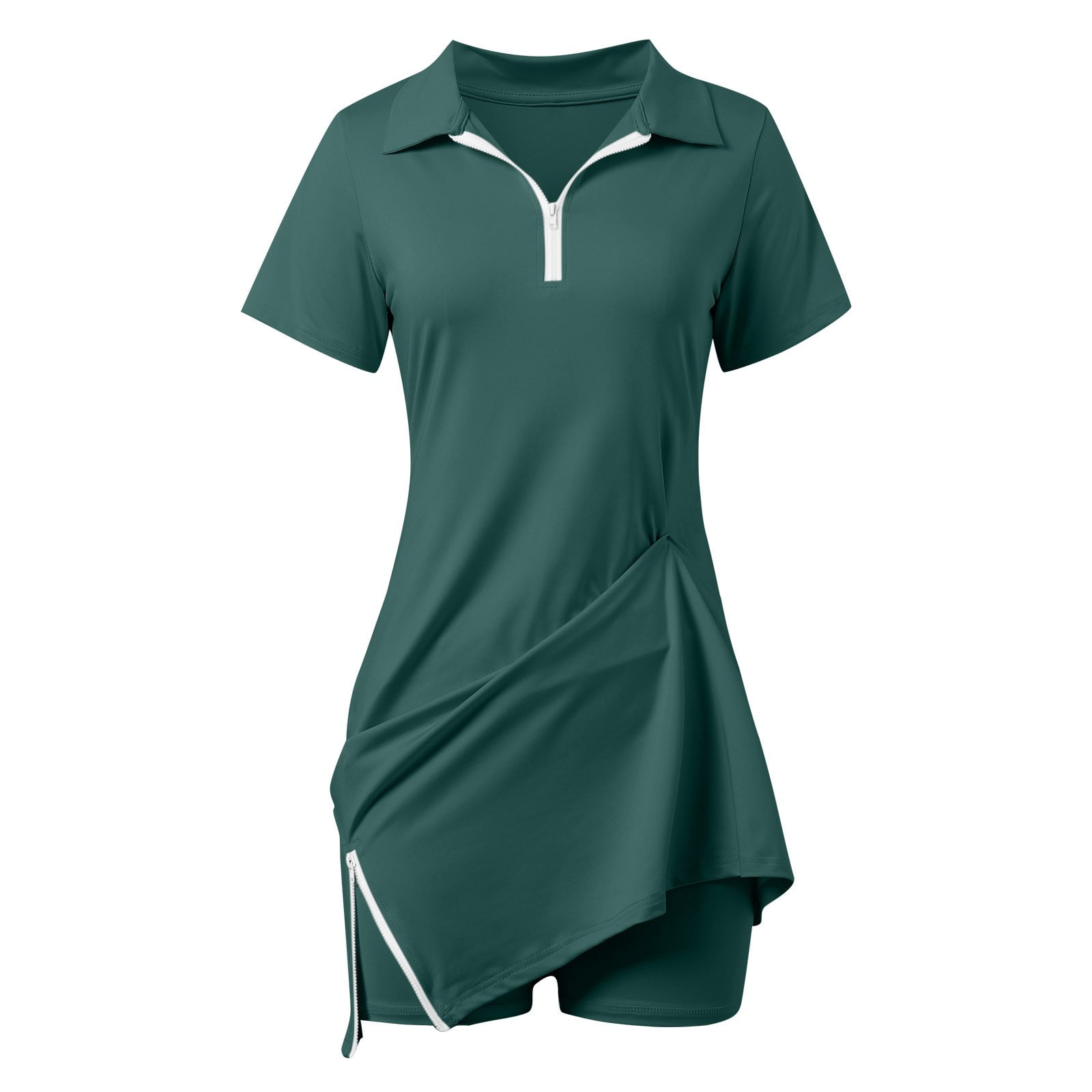 DGMIOCS Women's Dress Seasonal Sports Breathable Summer Tennis Dress with Built-In Shorts Stretchy Athletic Skirt Comfortable Green XXL