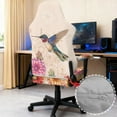 thumbnail image 3 of SCRAWLGOD Hummingbird Flower Print Light Brown Beige Pattern Gaming Chair Cover Set of 4, Rotating Chair Slipcover Covers with Elastic Bottom Computer Reclining Chair Slipcover with Armrest Cover, 3 of 7