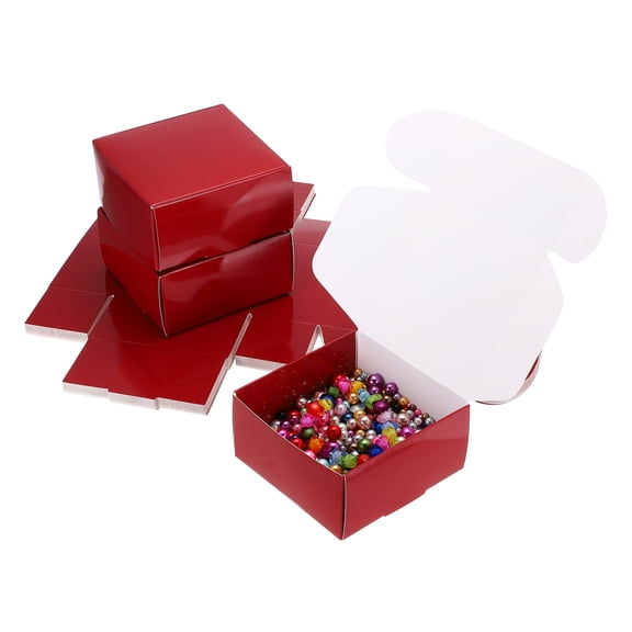 3.9x3.9x2" Small Gift Boxes Bulk with Lid, 25 Pack Mini Square Cardboard Paper Present Box for Jewelry, Candy, Red