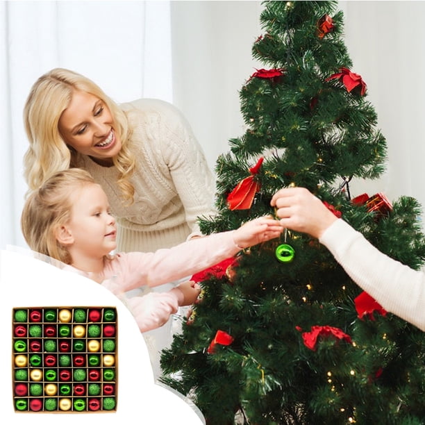 Xihbxyly Adornos para Árbol de Navidad, Bolas Verdes Galvanizadas, 49 Colgantes de Plástico, Decoración Festiva para El Hogar, para Árbol o Corona Navideña, Tamaño de 3 Cm, Práctico Diseño para Colga