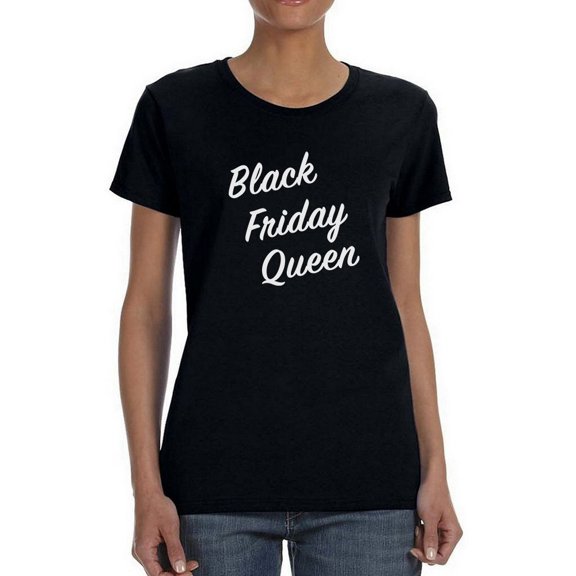 Shopping Day Queen Women Black T-Shirt, Female Small