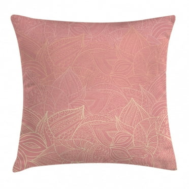 Floral Throw Pillow Cushion Cover, Pastel Toned Nature Leaf Figures Background Elegance Botany Themed Illustration, Decorative Square Accent Pillow Case, 16 X 16 Inches, Coral Peach, by Ambesonne