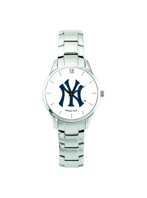 Men's  Silver New York Yankees Stainless Steel Bracelet Wristwatch
