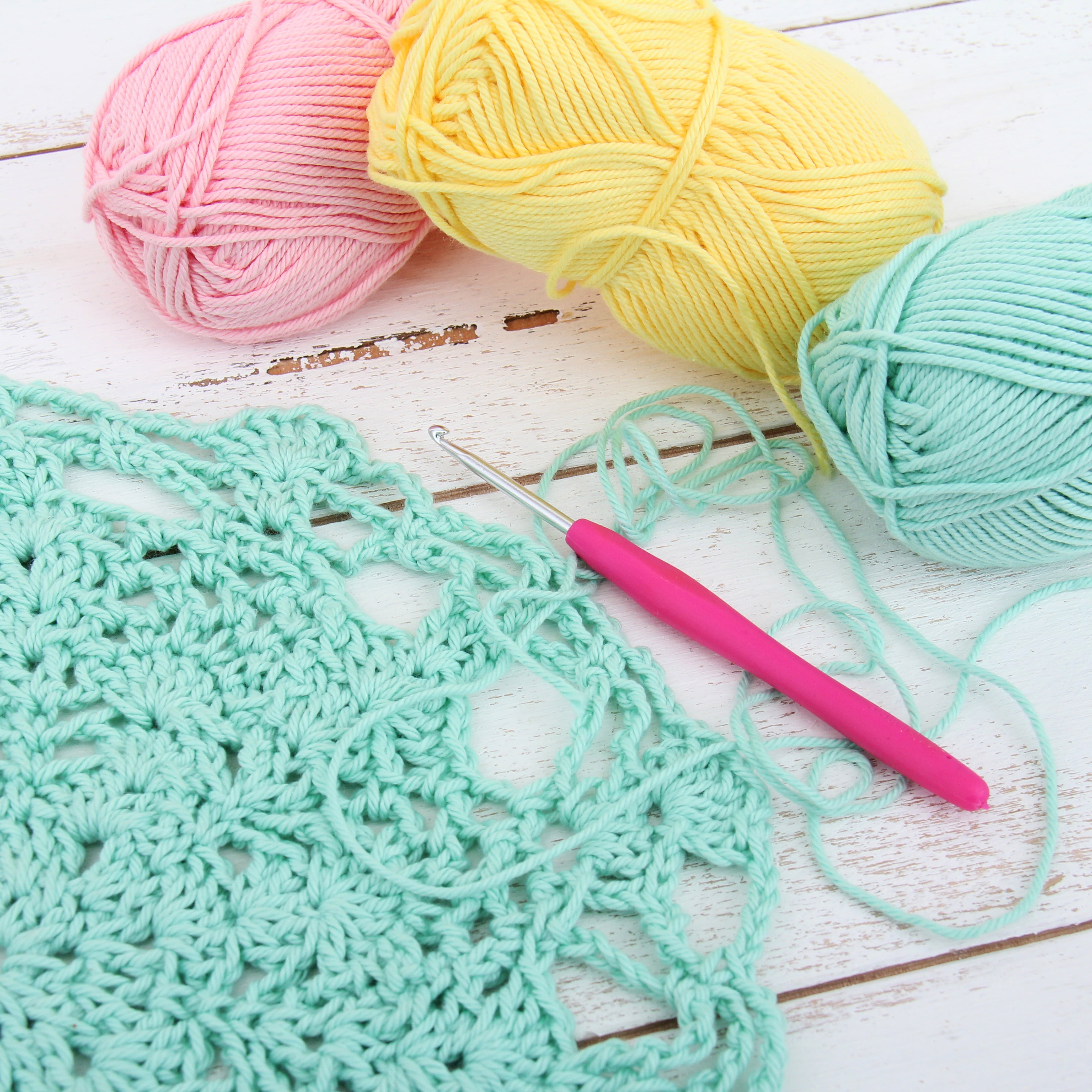 Threadart Crochet 100% Pure Cotton Size 4 Yarn Set | Crayon Colors | Pack of 6 Skeins Each 50 grams | Worsted Medium #4 Yarn | 85 yds per Skein