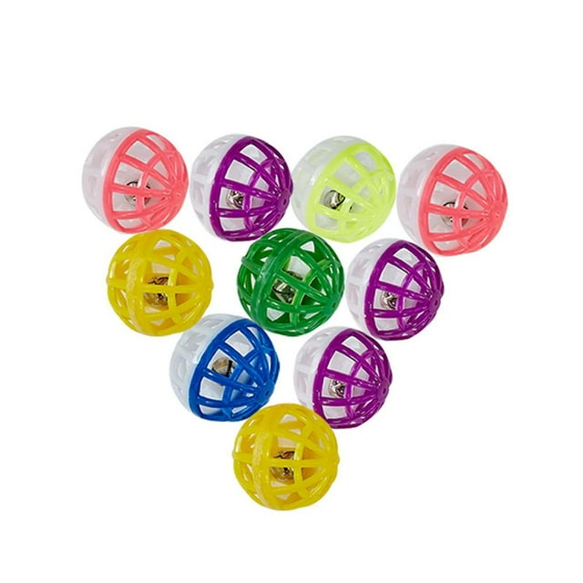 10/30/50pcs Pet Toys Plastic Kitten Training Ball With Bell Hollow Cat Fun Throw Ball Random Color 30pcs