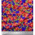 thumbnail image 1 of Soimoi Rayon Crepe Fabric Holly Leaves & Floral Printed Fabric 1 Yard 46 Inch Wide, 1 of 3