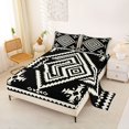 thumbnail image 2 of jejeloiu Bold Aztec King Sheets For Men Women,Tribal Pattern Bedding,Black White,4-Piece,1 Flat Sheet, 1 Fitted Sheet and 2 Pillowcases, 2 of 6