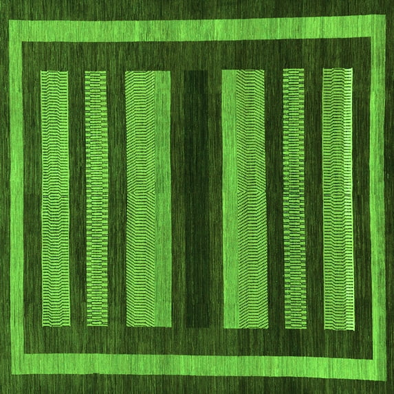 Ahgly Company Indoor Square Abstract Green Modern Area Rugs, 4' Square