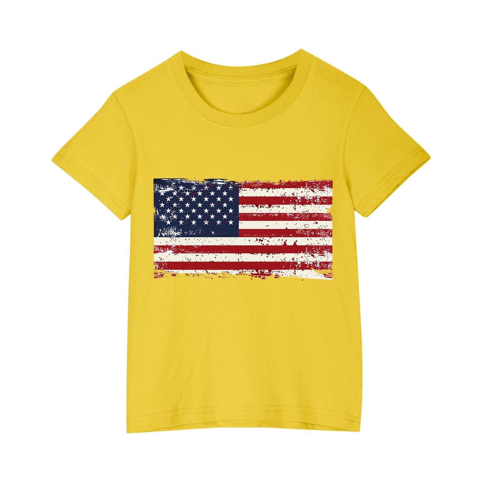 ZACPNCV Shirts for Kids Boys Girls Summer Crewneck USA Flag Graphic Short Sleeve Casual 4th of July Shirt Patriotic Tee Blouses Yellow 9-10 Years