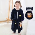 thumbnail image 4 of Saco de dormir de invierno, saco de dormir con piernas cálidas para niña y niño, pijama con patas de franela de manga larga para niños, saco de dormir grueso de dibujos animados de animales unisex de 5 a 6 años (búho azul marino) ER, 4 of 5