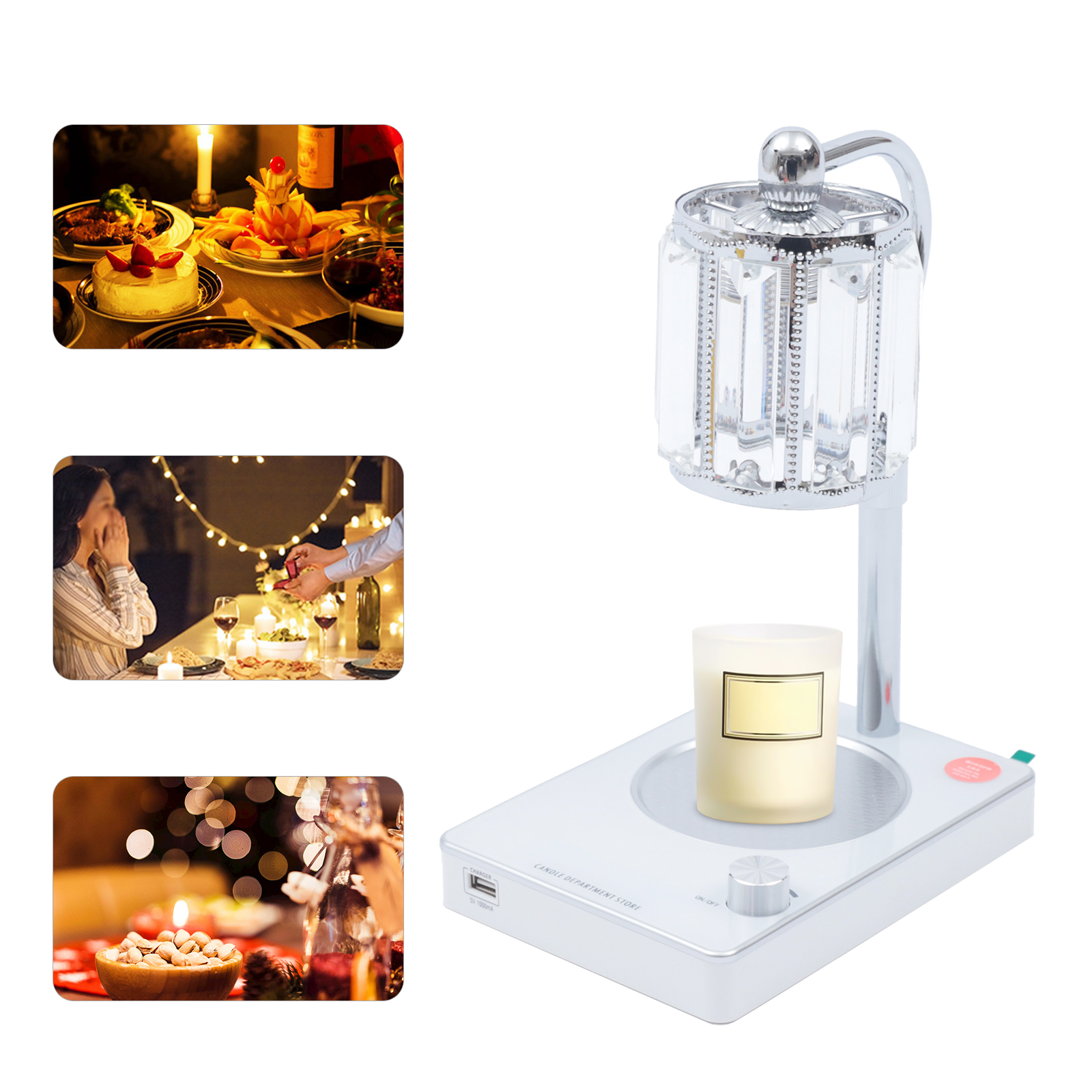 Miumaeov Aromatherapy Melting Wax Lamp Candle Warmer Lamp Crystal