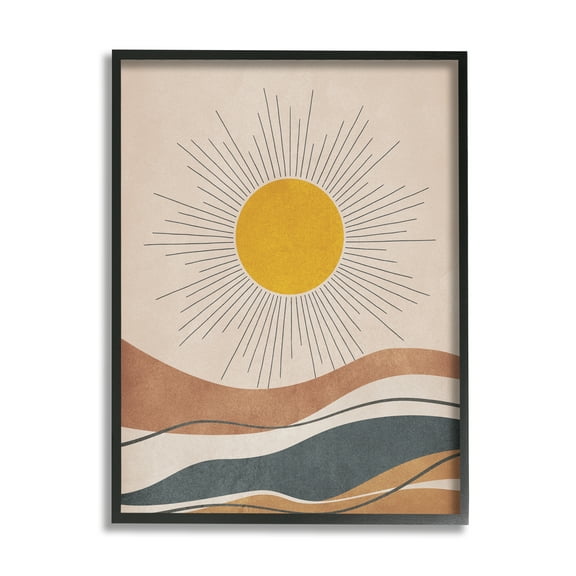 Stupell Industries Abstract Sun Shining Desert Brown Lines Graphic Art Black Framed Art Print Wall Art, 11x14, by JJ Design House LLC