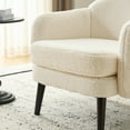 thumbnail image 2 of Ktaxon Accent Chair, Teddy Velvet Deep Seat Armchair with Wood Legs, Comfy Sinlge sofa for Living Room, Bedroom, Reading Nook Teddy White, 2 of 8
