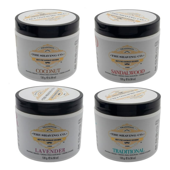 The Shaving Co 4 Shaving Creams Coco Lavanda Sandalo Menta amarillo 1