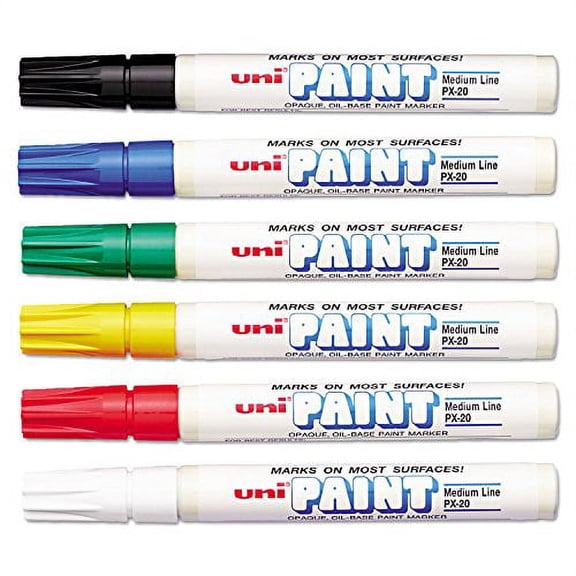Sanford 63630 Uni-Paint Oil Based Marker, Medium Point, Assorted Inks, 6/Set