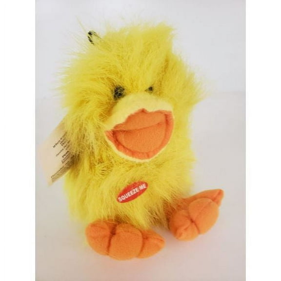 Zanies Fluff A Duck Yellow Squeak Dog Toy 6"