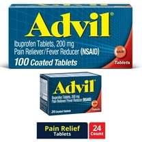 Advil Pain Relievers and Fever Reducer Coated Tablets, 200 Mg Ibuprofen, 100 Count   Advil Pain Relievers and Fever Reducer Coated Tablets, 200 Mg Ibuprofen, 24 Count
