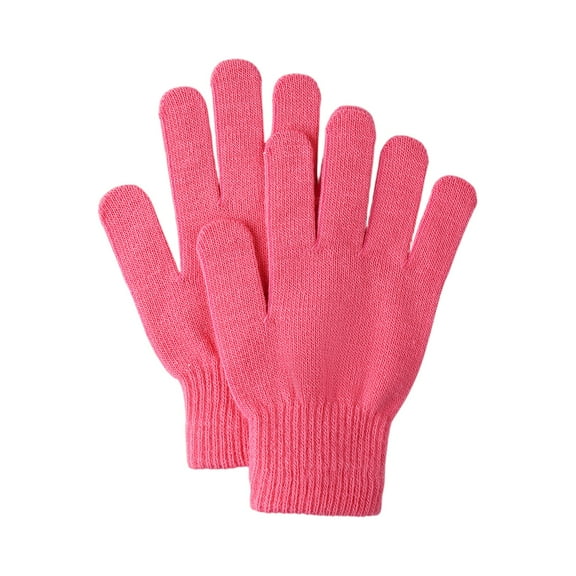 Kids Winter Gloves Warm Stretchy Knitted Full Finger Gloves Bulk for Boys Girls Men Women Watermelon Red Free