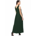 thumbnail image 3 of eloria Women's Georgette Summer Casual Pleated Design V Neck Sleevless A Line Long Dress, Color : Bottle Green | Size : M, 3 of 6