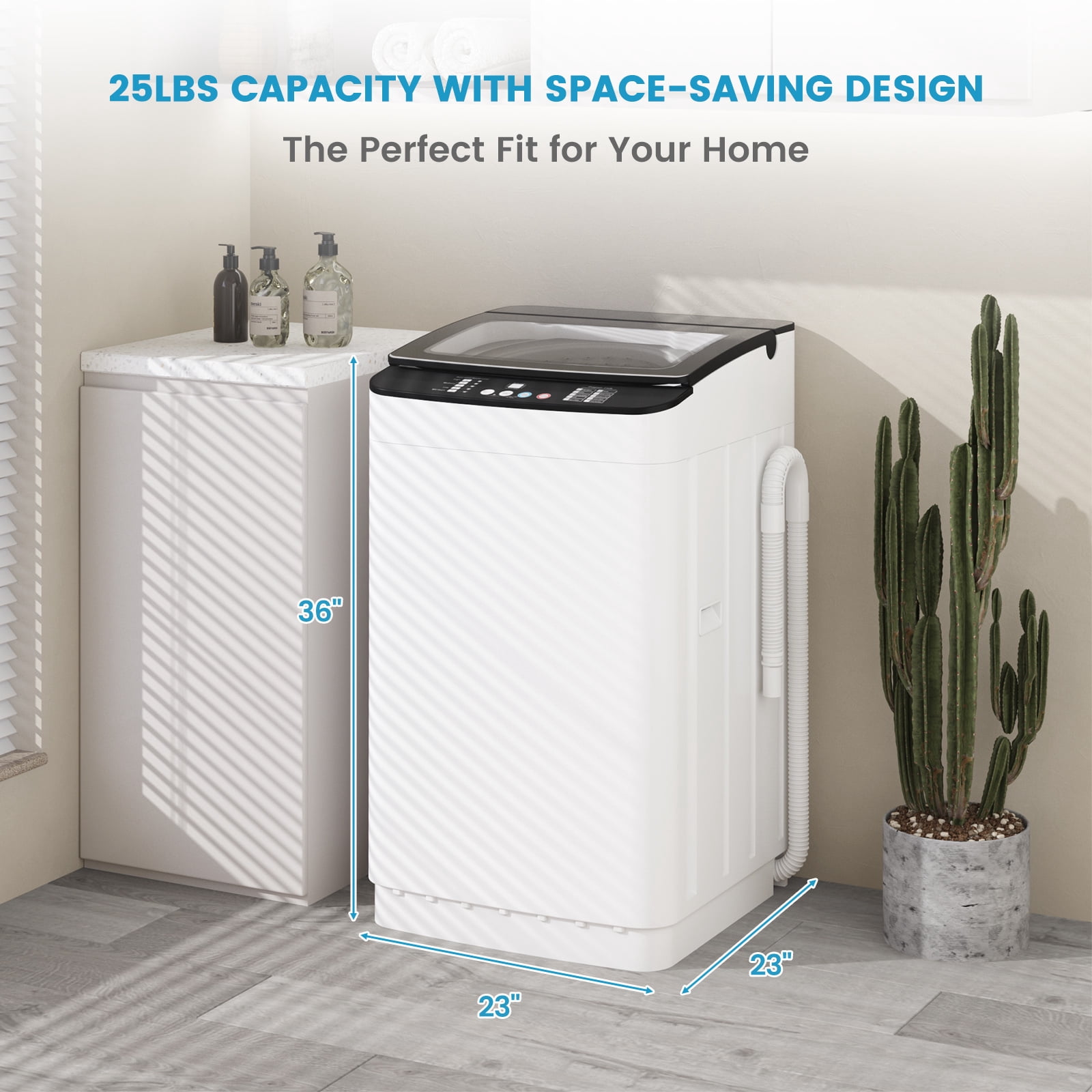 Zynkez 25Lbs Portable Full Automatic Washing Machine, Washer and Spin Dryer Combo with LED Display, Compact Laundry Washer Machine with 10 Wash Programs, Built-in Drain Pump