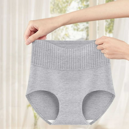 PRORMOOW Briefs for Women  Cotton Briefs for Women  High Waisted Underwear for Women  Women Colorblock Briefs Comfy Breathable Stretchy Panties Women s Lingerie & Underwear  Gray  XL